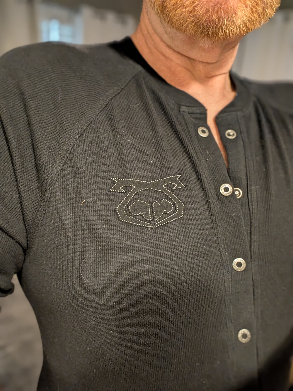 Nasty Pig Black Long-Sleeve Henley/Unionsuit with Snap Placket